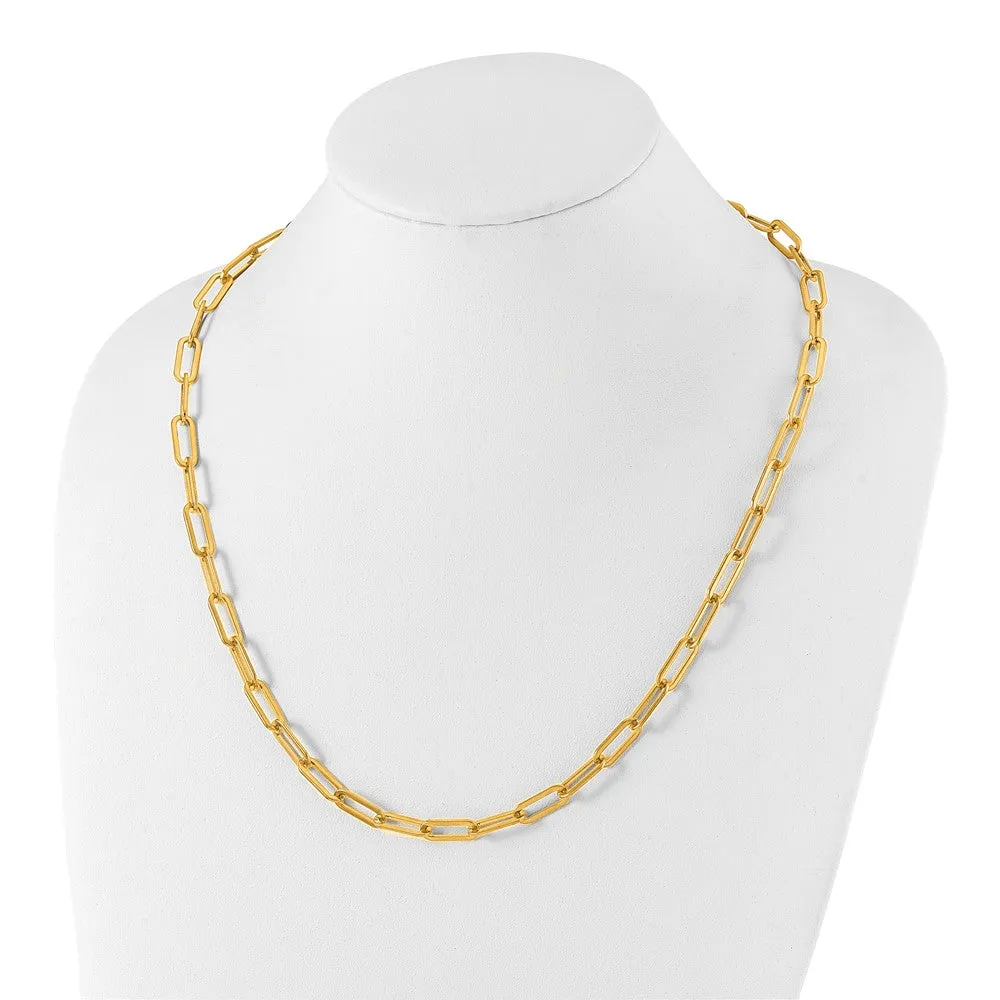 Stainless Steel Polished Yellow IP Enlongated Open Link 24in Chain Necklace