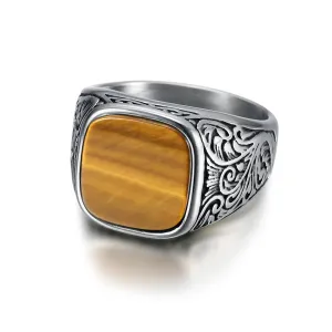 Stainless Steel Tigers Eye Signet ring