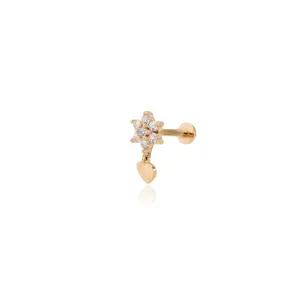 STAR WITH DANGLE HEART PIERCING