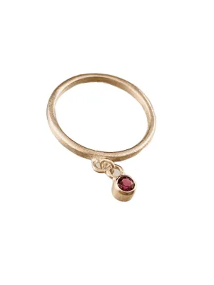 Sterling & Faceted Garnet Charm Ring Size 4 3/4