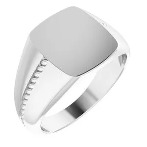 Sterling Silver 13x12 mm Rectangle Signet Ring
