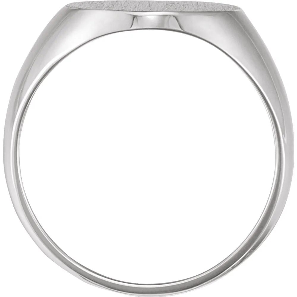 Sterling Silver 14x12mm Solid Oval Men's Signet Ring, Size 11