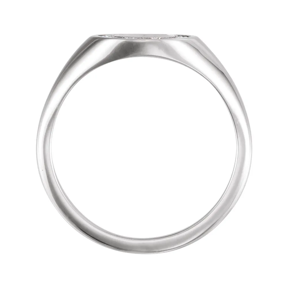 Sterling Silver 1/6 CTW Diamond Signet Ring, Size 7