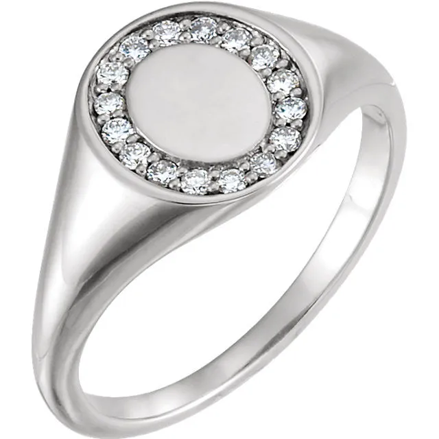 Sterling Silver 1/6 CTW Diamond Signet Ring, Size 7