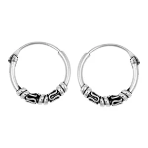 Sterling Silver Boho Hoop Wavy Wrap Bali Style Earrings 925 New
