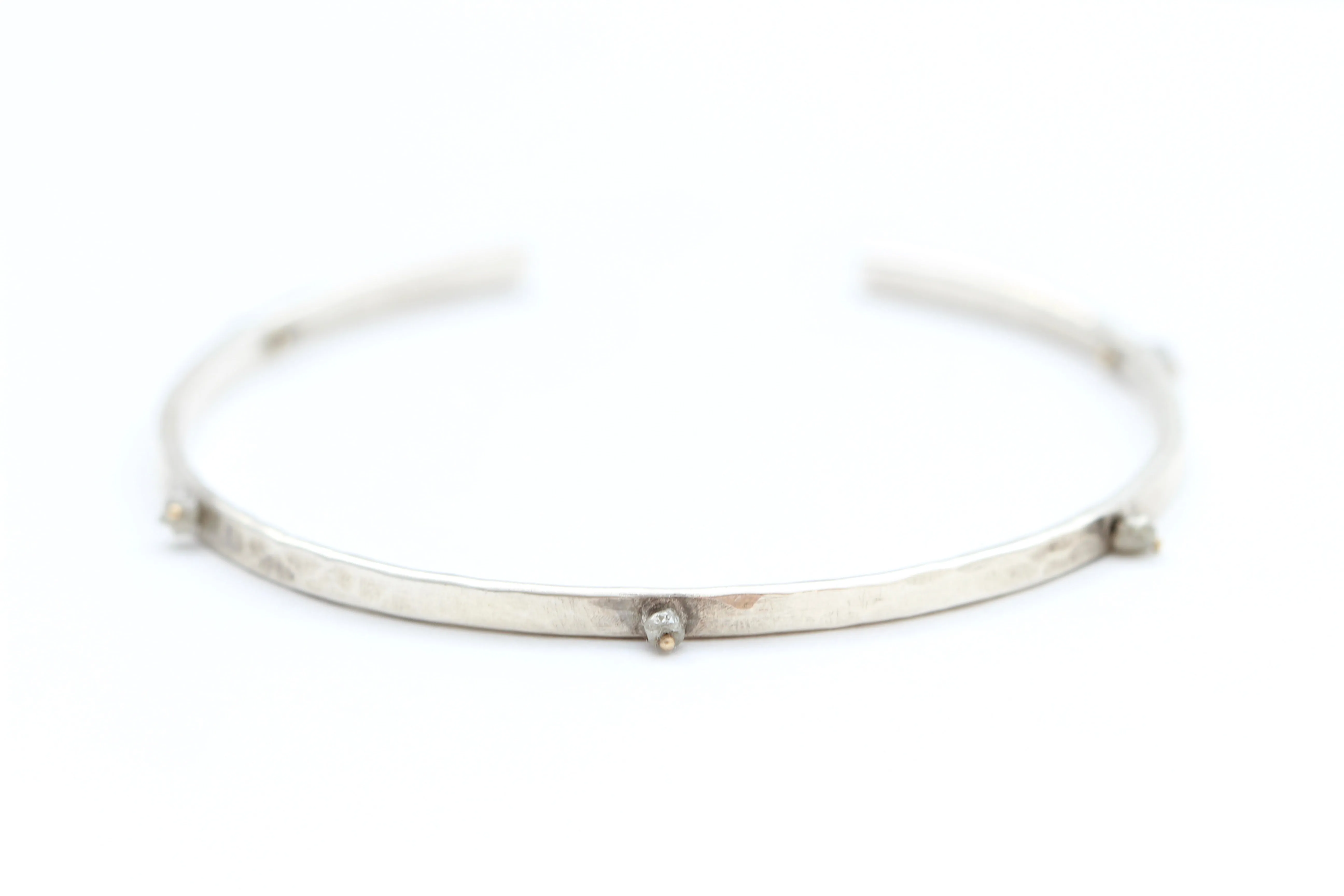 Sterling Silver Bracelet with Five Grey Diamond Beads
