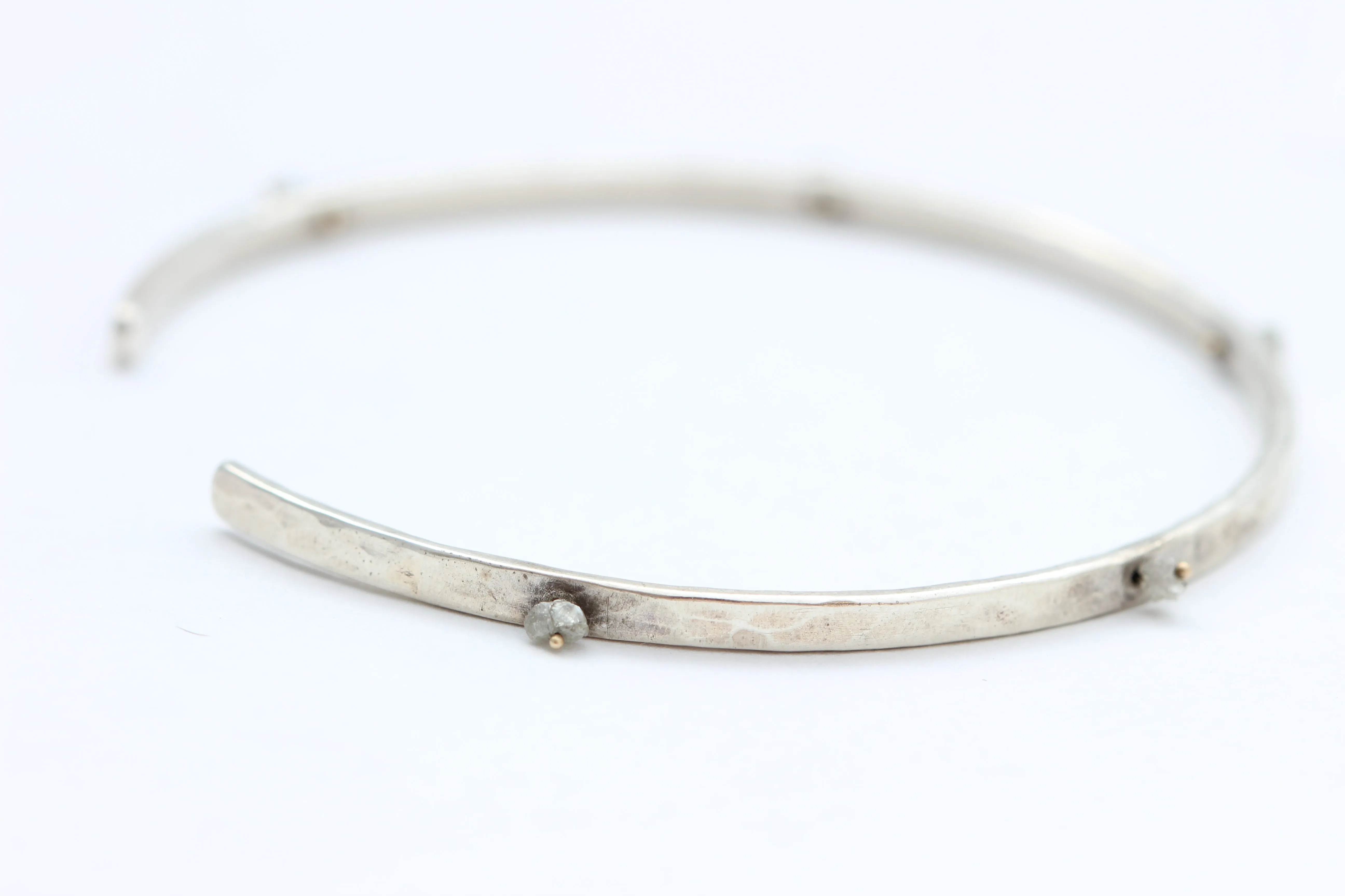 Sterling Silver Bracelet with Five Grey Diamond Beads