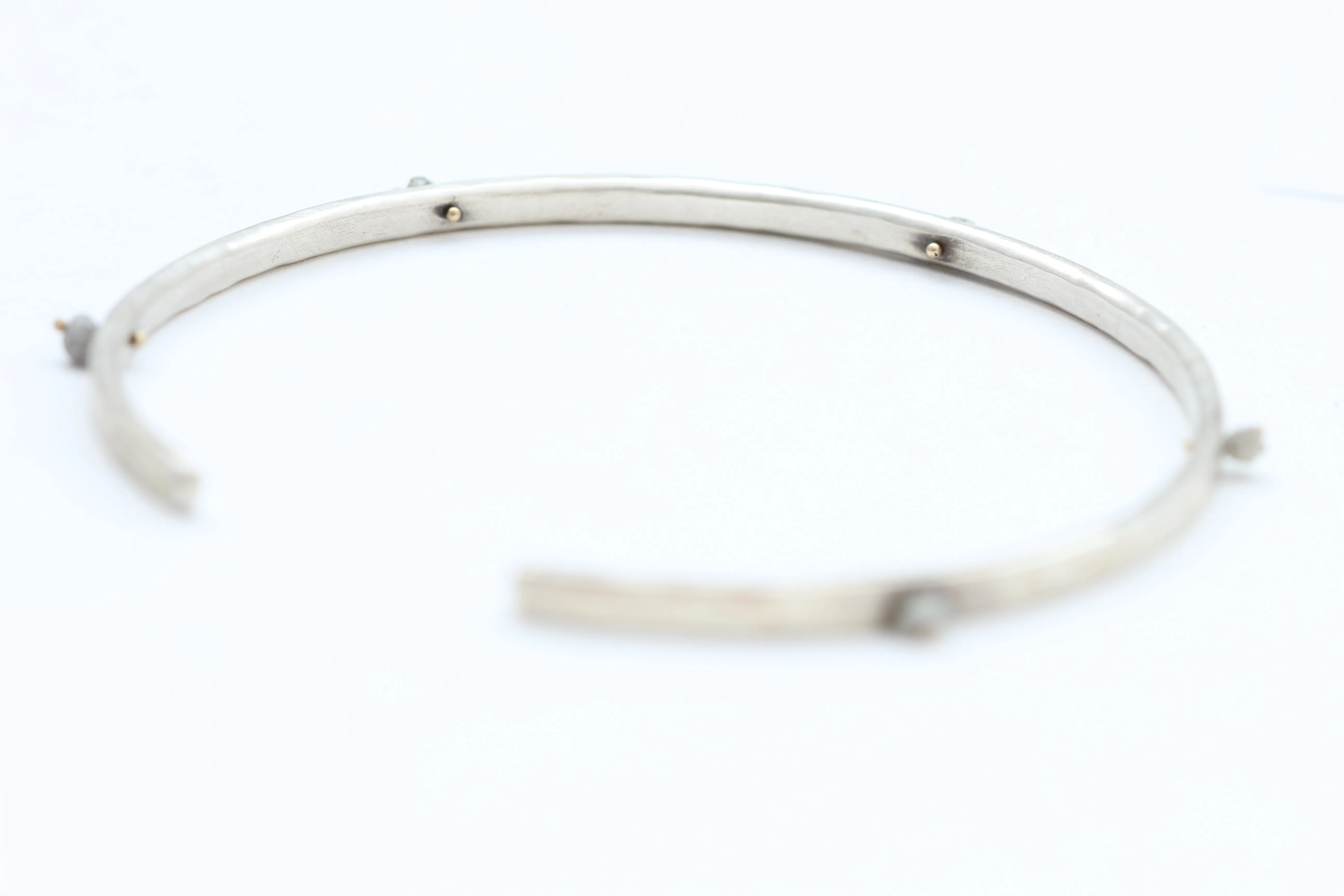 Sterling Silver Bracelet with Five Grey Diamond Beads