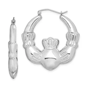 Sterling Silver Claddaugh Hoop Earrings