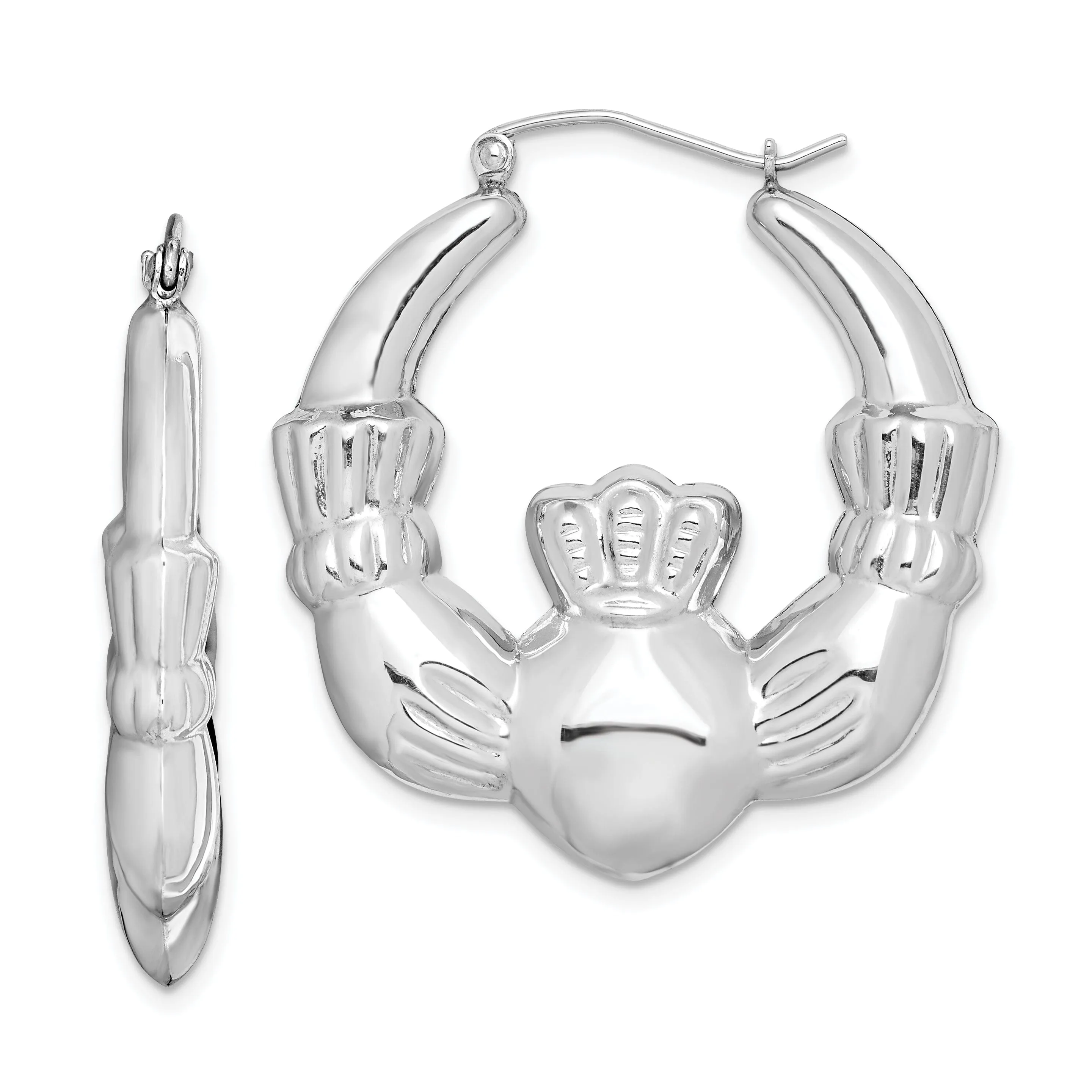Sterling Silver Claddaugh Hoop Earrings