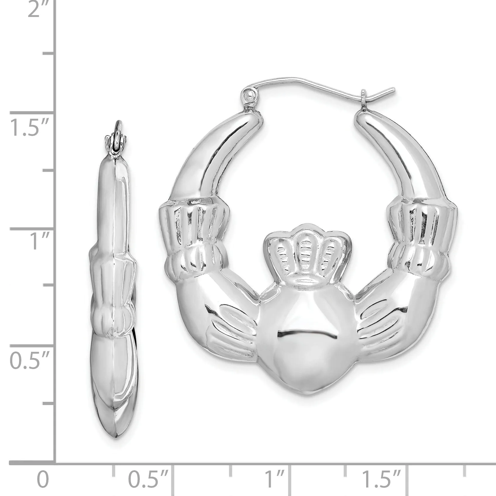 Sterling Silver Claddaugh Hoop Earrings