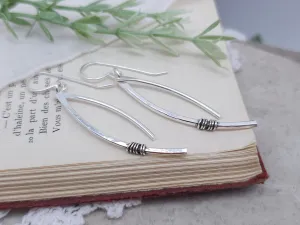 Sterling Silver Curved Double Bar Earrings