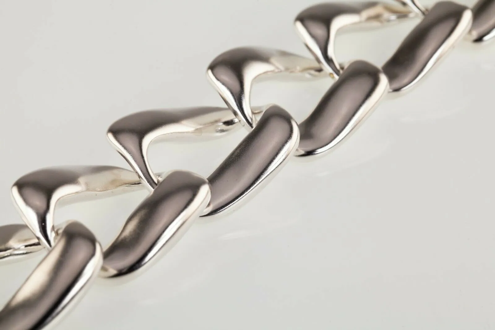 Sterling Silver Cushion Open Link Bracelet 8.25" Long