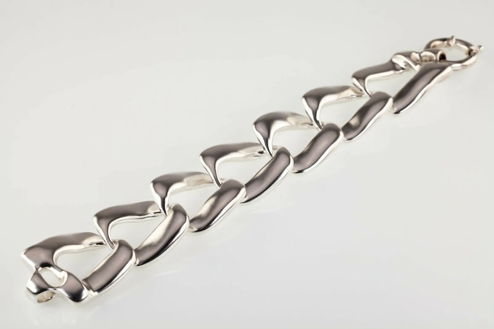 Sterling Silver Cushion Open Link Bracelet 8.25" Long