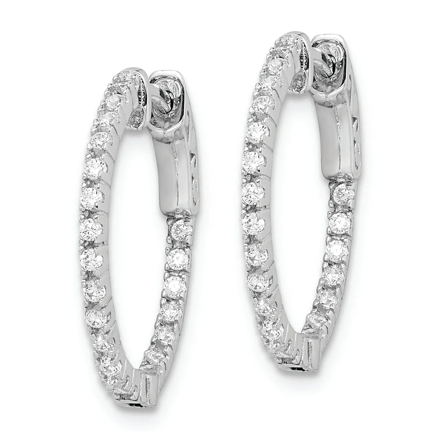 Sterling Silver CZ Hoop Earrings
