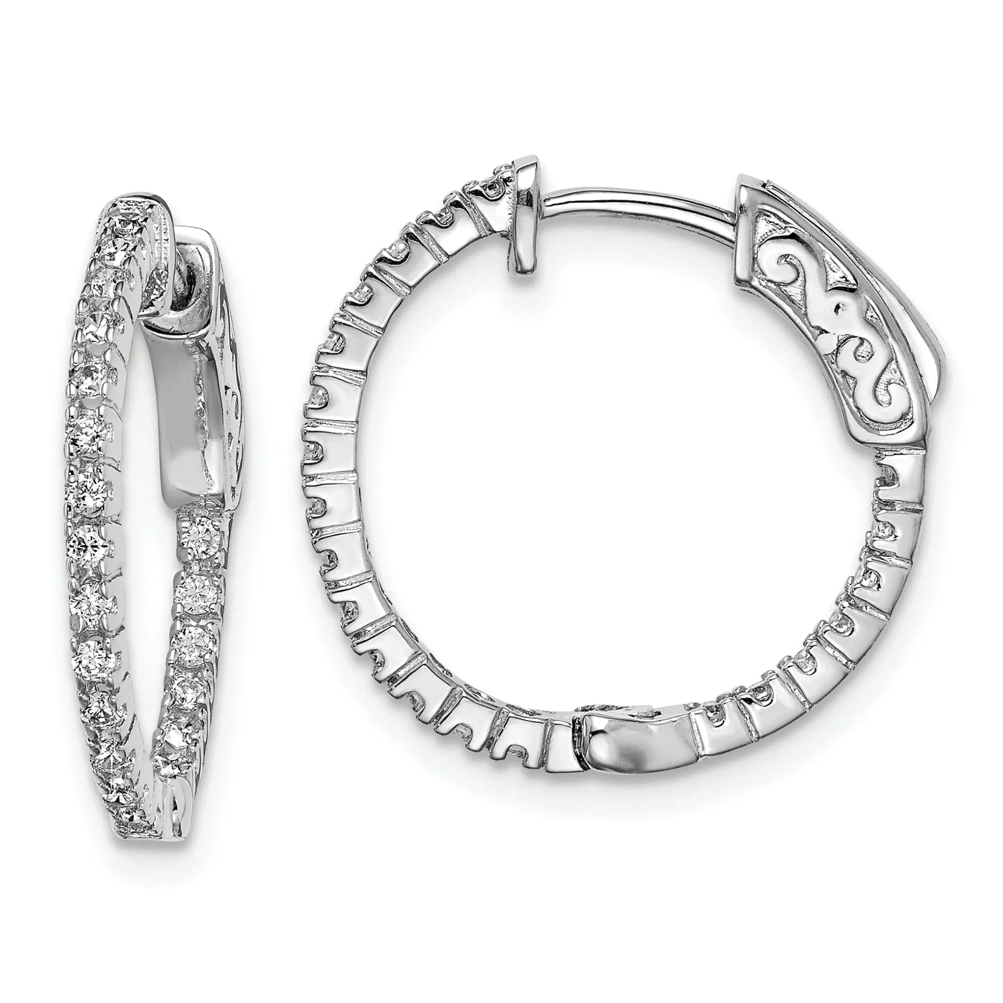 Sterling Silver CZ Hoop Earrings