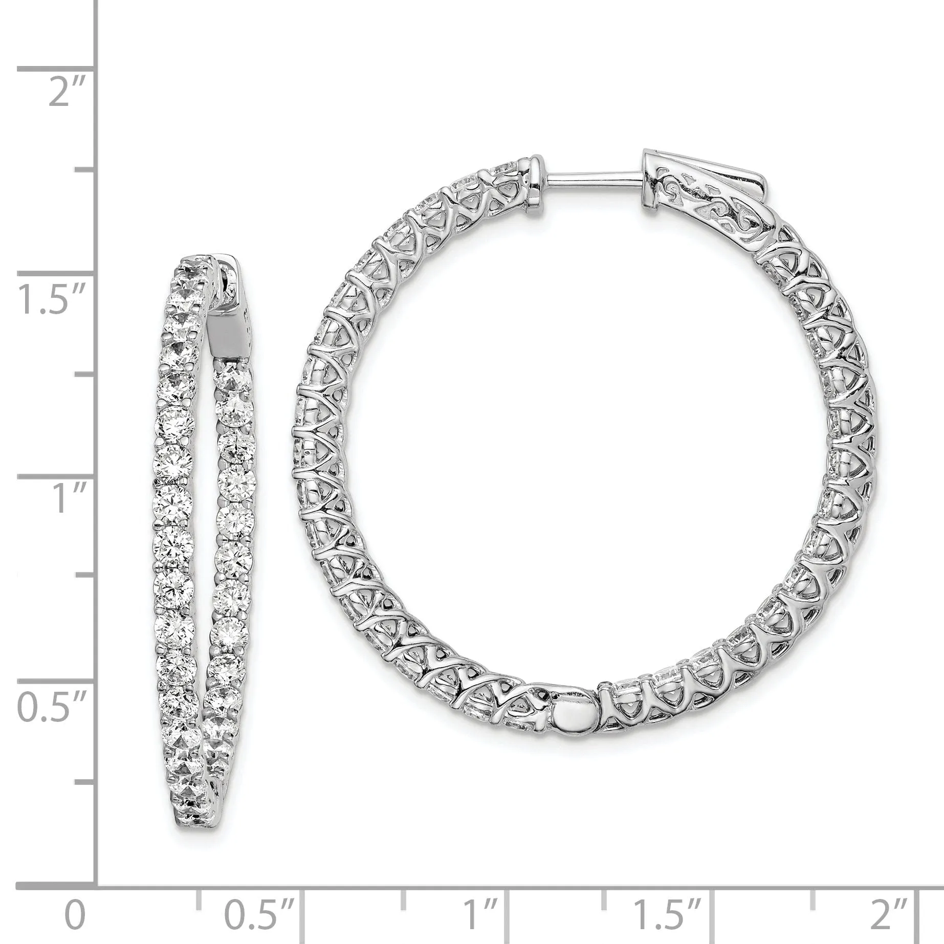 Sterling Silver CZ Hoop Earrings