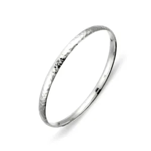 Sterling Silver Flat Edge Thin Hammered Bangle