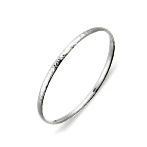 Sterling Silver Flat Edge Thin Hammered Bangle