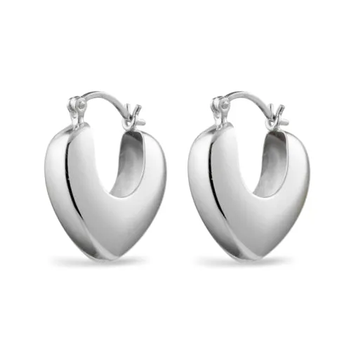 Sterling Silver Gold Plated Abstract Heart Hoop Earrings