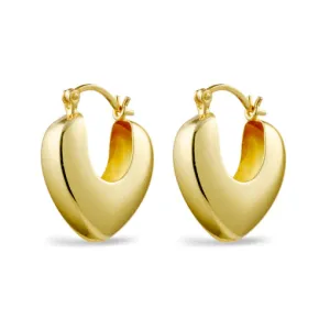 Sterling Silver Gold Plated Abstract Heart Hoop Earrings