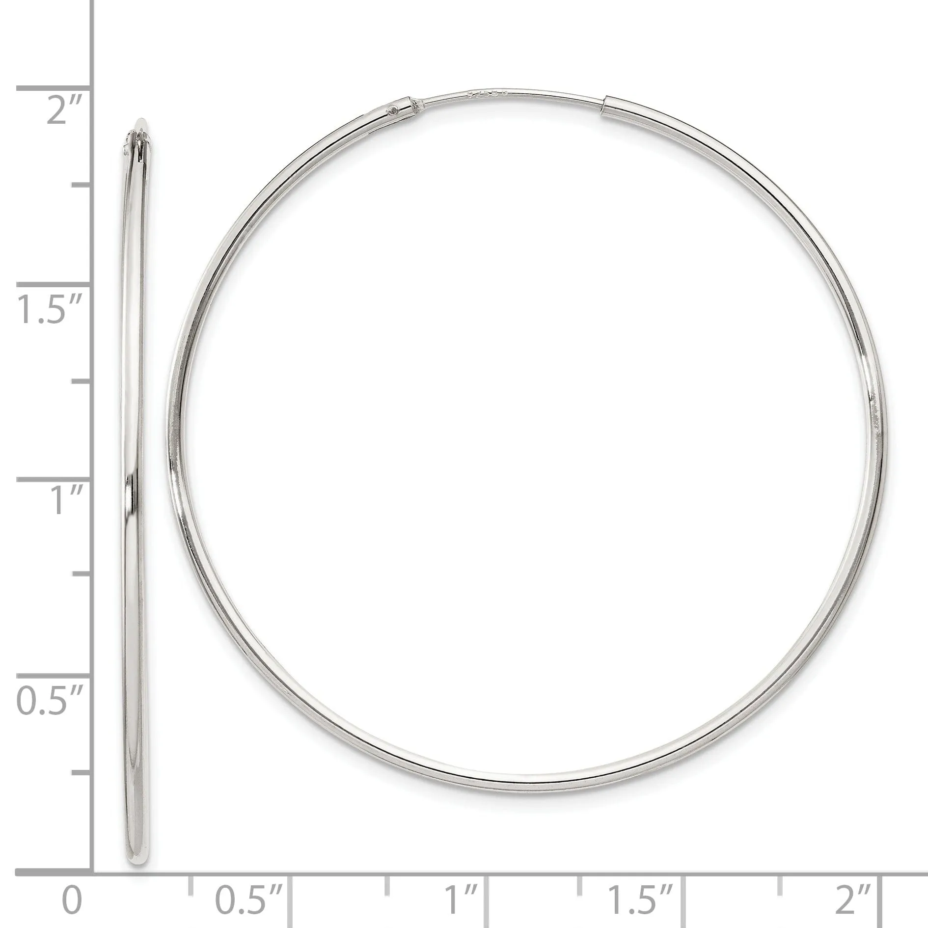 Sterling Silver Hollow Hoop Hinged Earrings