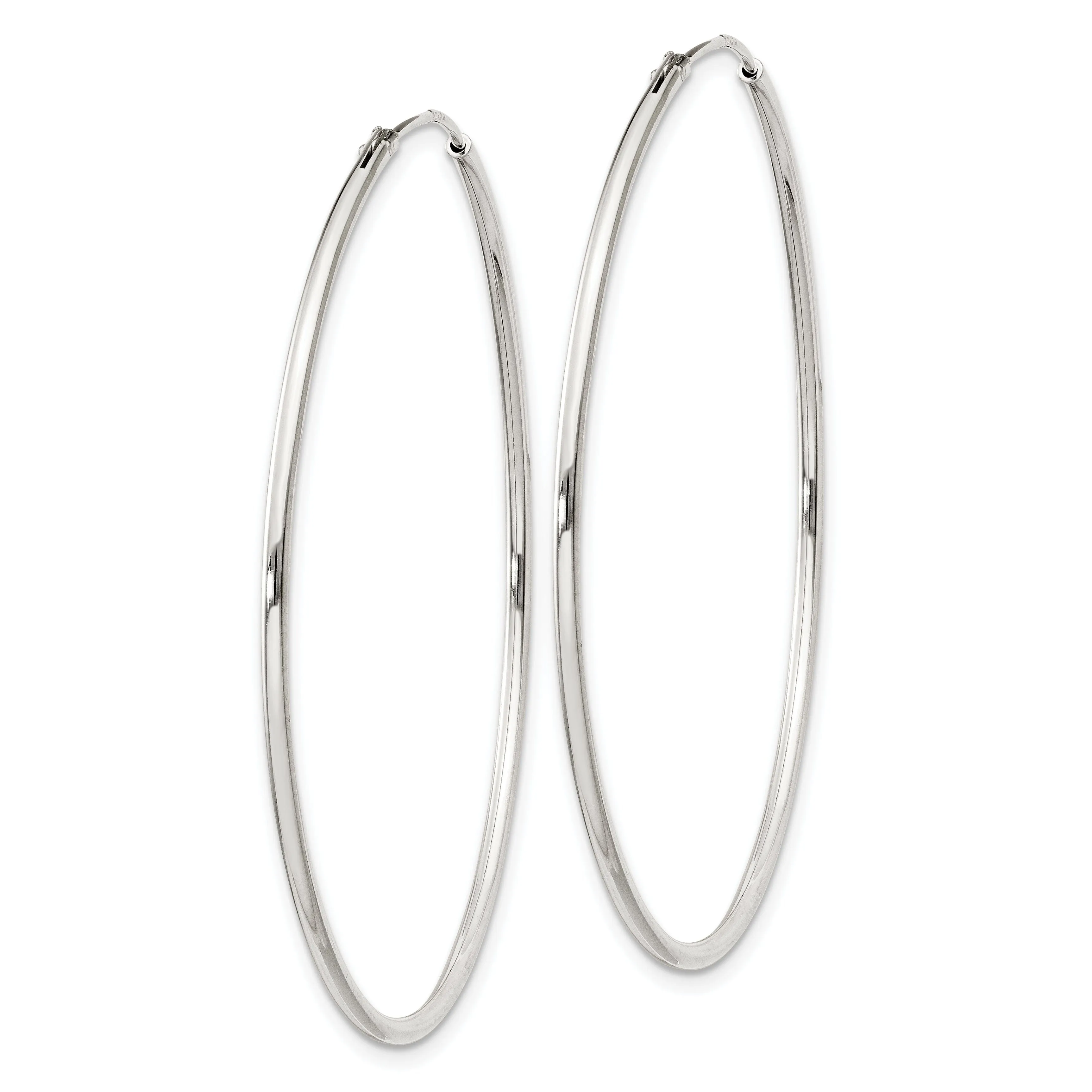 Sterling Silver Hollow Hoop Hinged Earrings