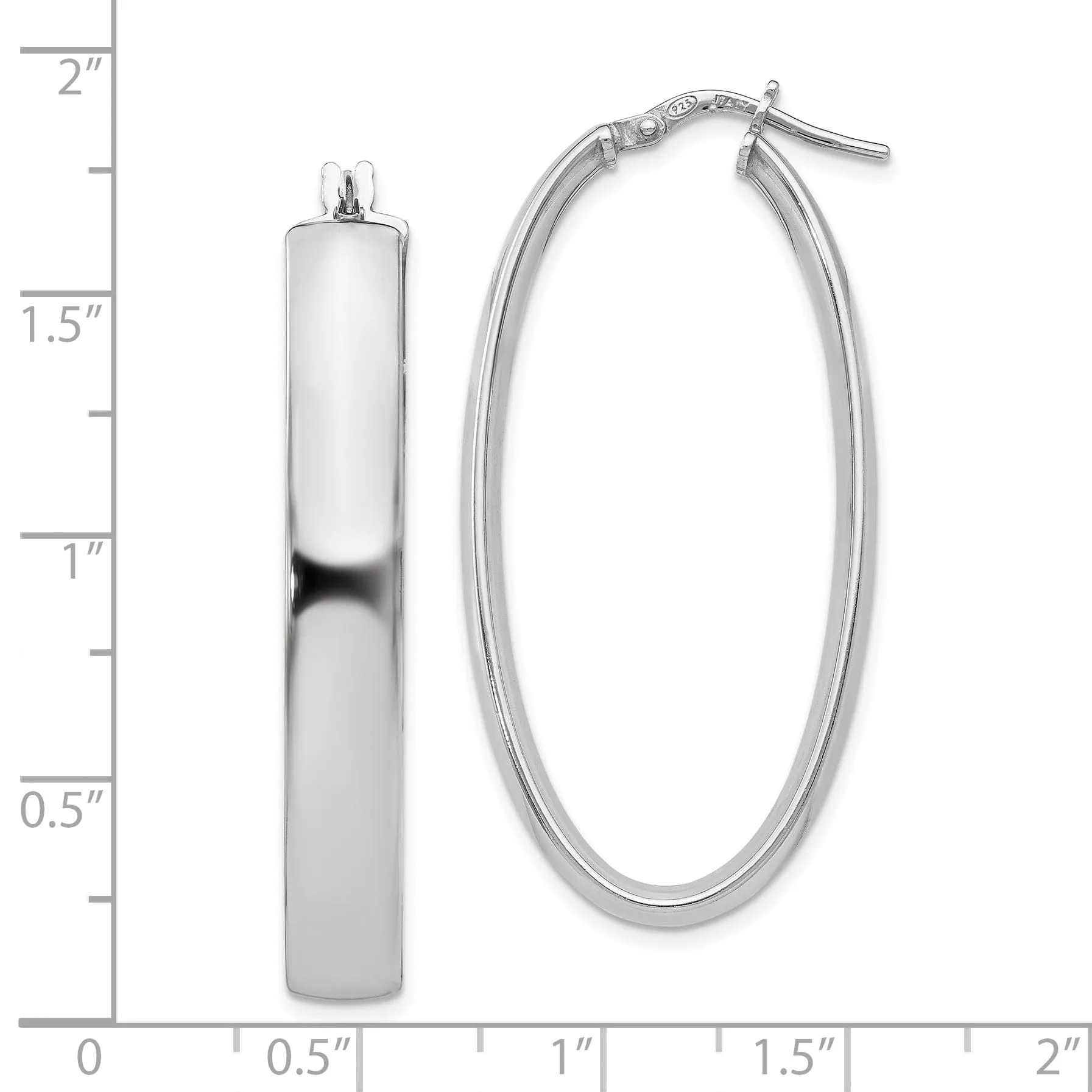 Sterling Silver Oval Hinged Hoop Earrings