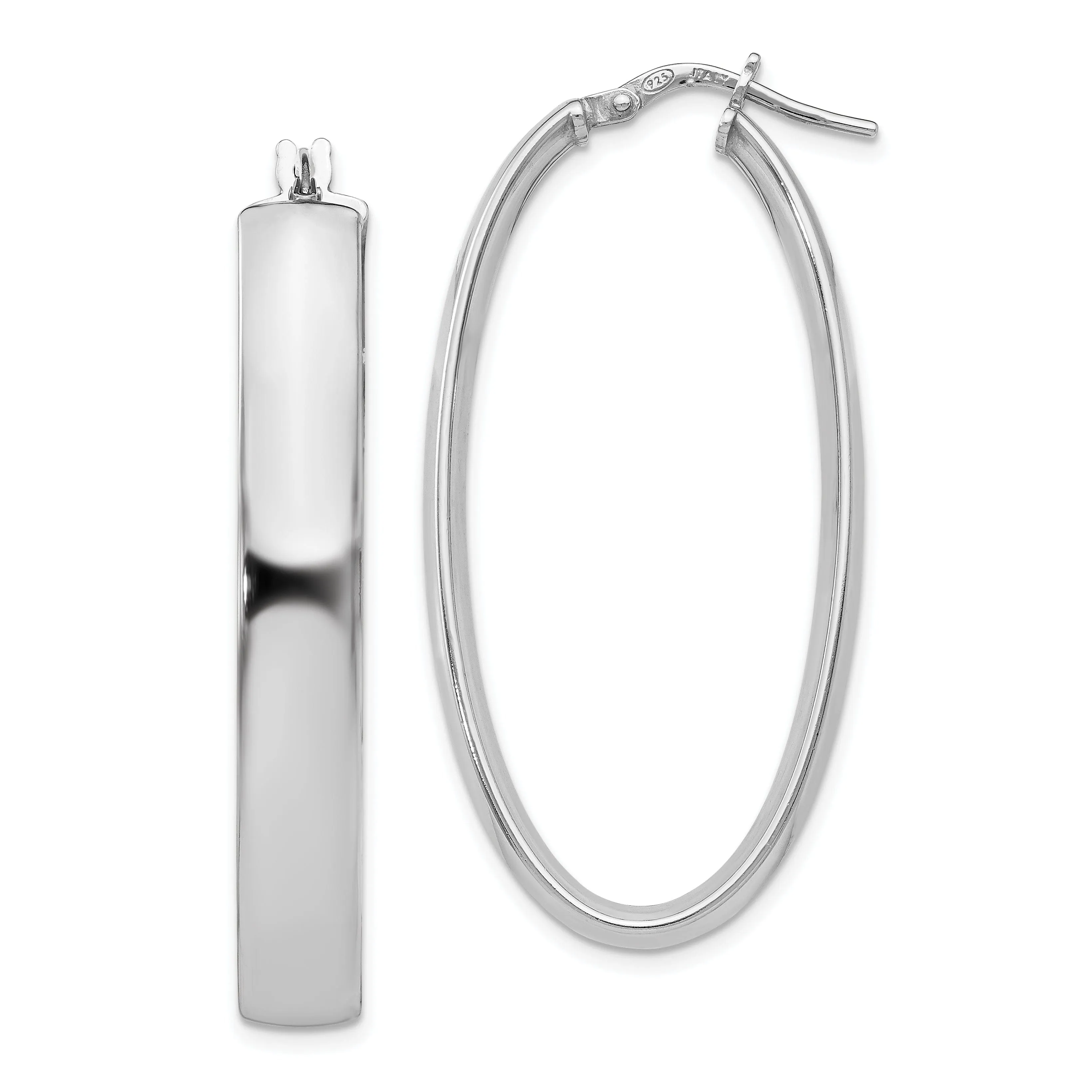 Sterling Silver Oval Hinged Hoop Earrings