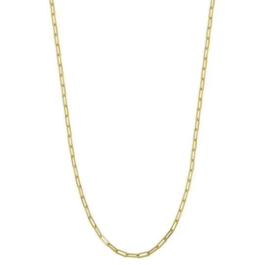 Sterling Silver Paperclip Chain Necklace 18k Gold Finish 24"