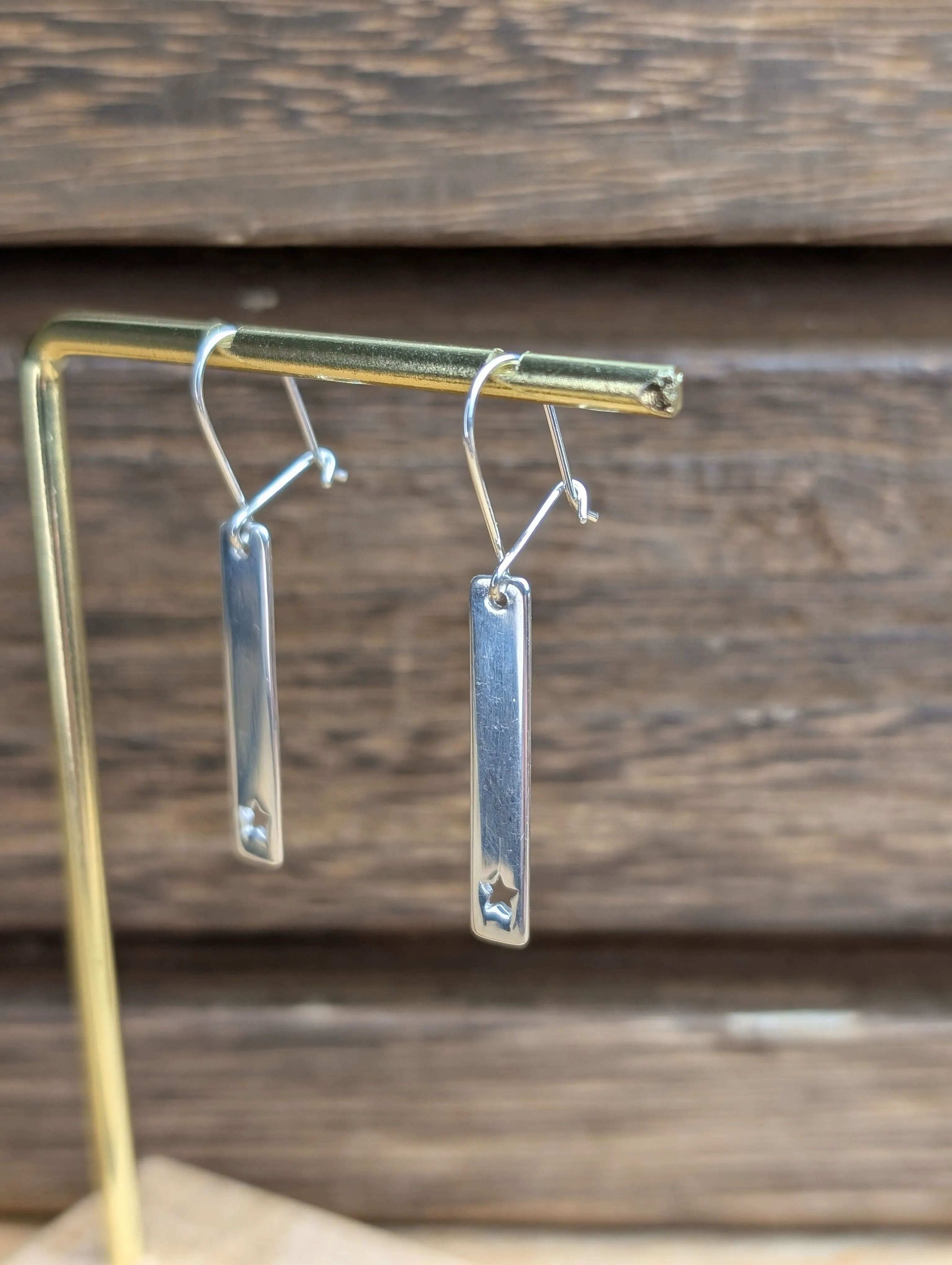 sterling silver star bar dangle earrings