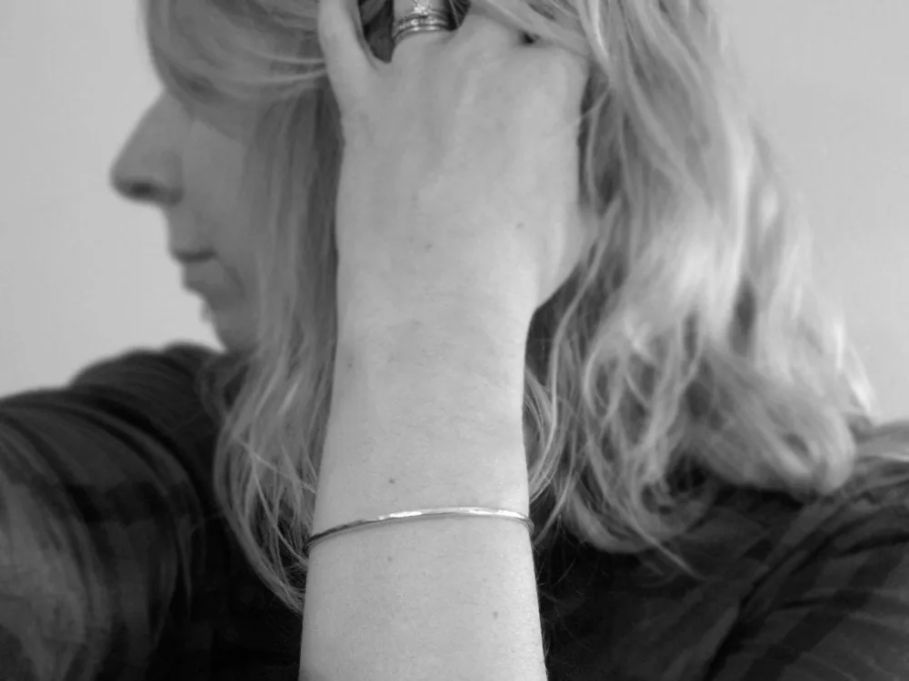 Sterling Silver Thin Hammered Cuff Bracelet – Hammered Finish