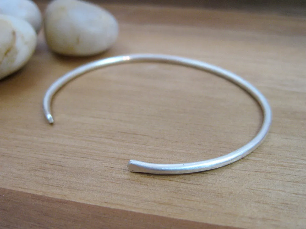 Sterling Silver Thin Hammered Cuff Bracelet – Hammered Finish