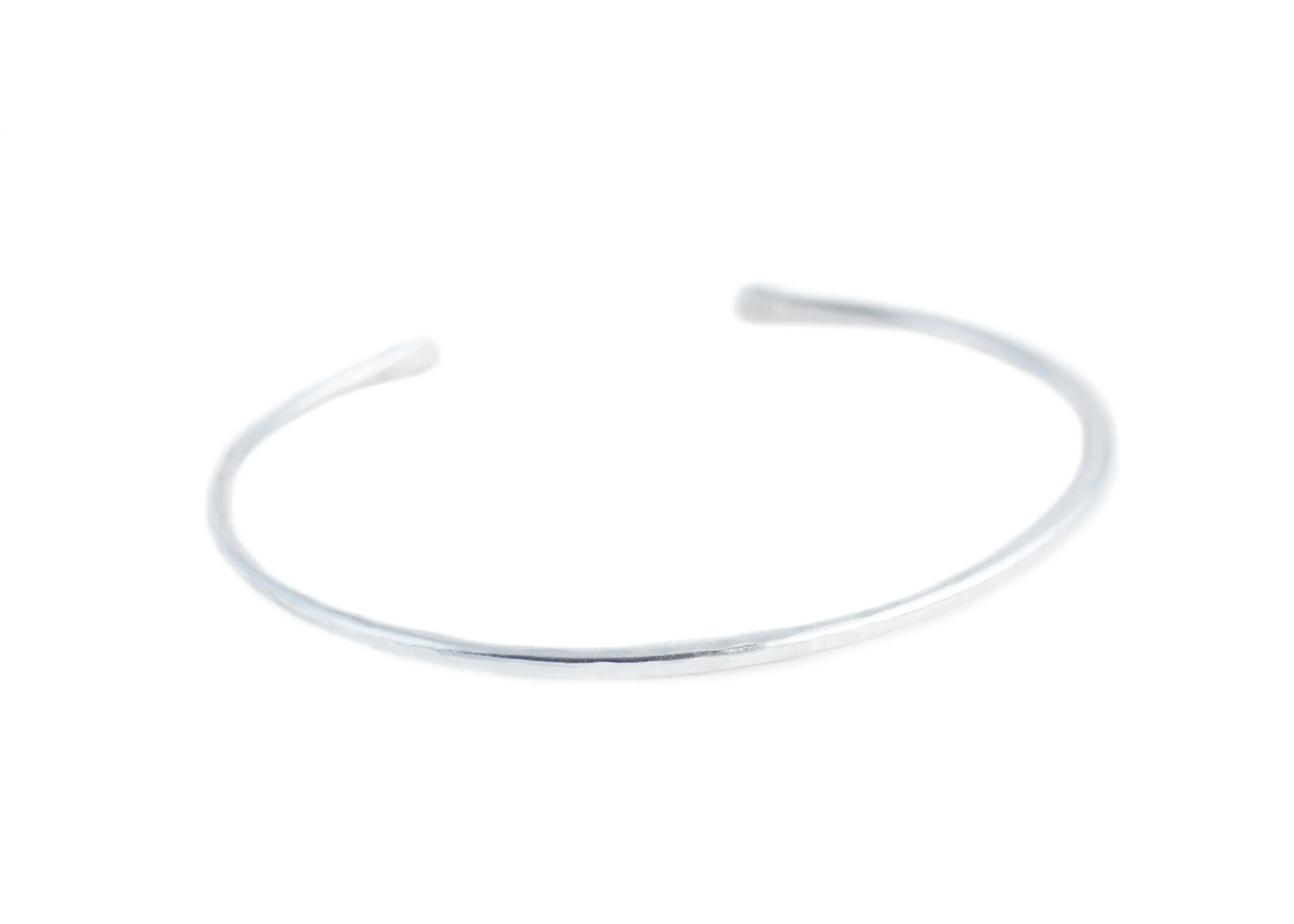 Sterling Silver Thin Hammered Cuff Bracelet – Hammered Finish
