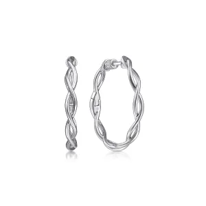 Sterling Silver Twisted Round Hoop Earrings
