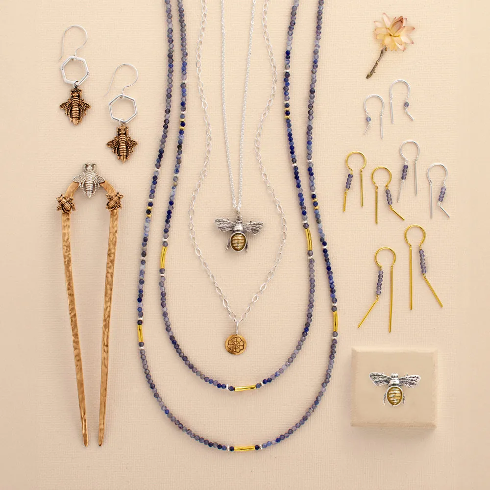 Stony Tiny Dancer Threaders in Iolite & Silver - 1" L