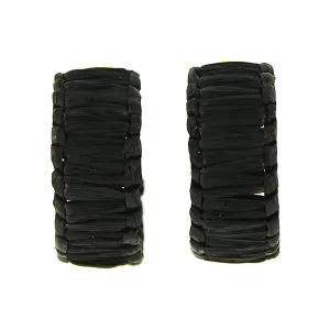 Straw Hoop Earring Black