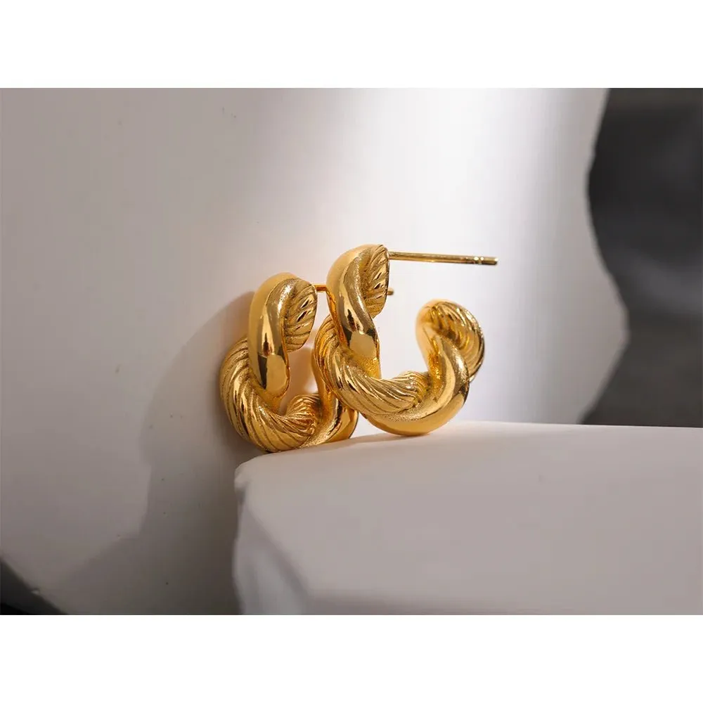 Stylish Twisted Fashion Hoop Earrings For Women