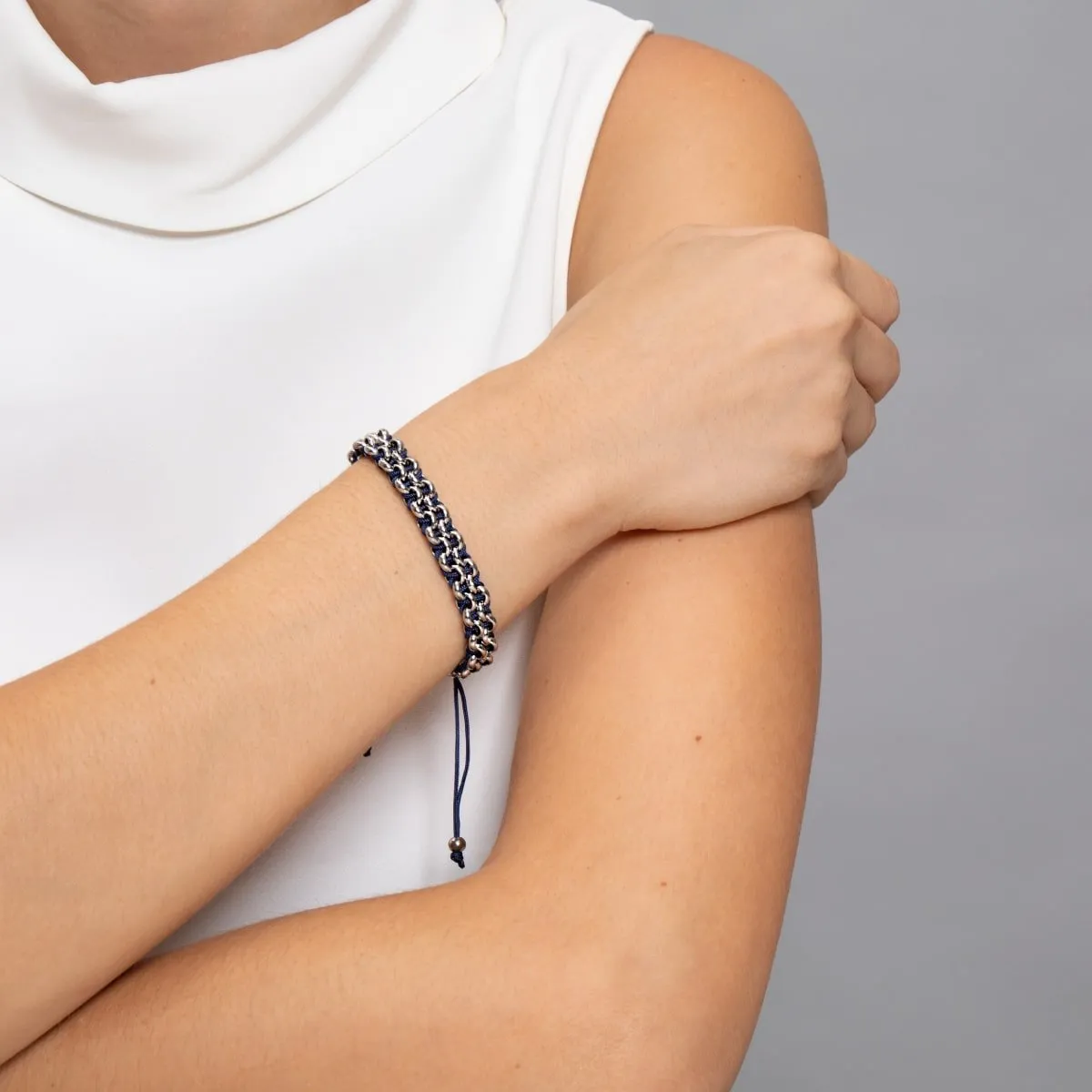 Sumatran Elephant Links | Mini Kismet Bracelet | Blue x Silver
