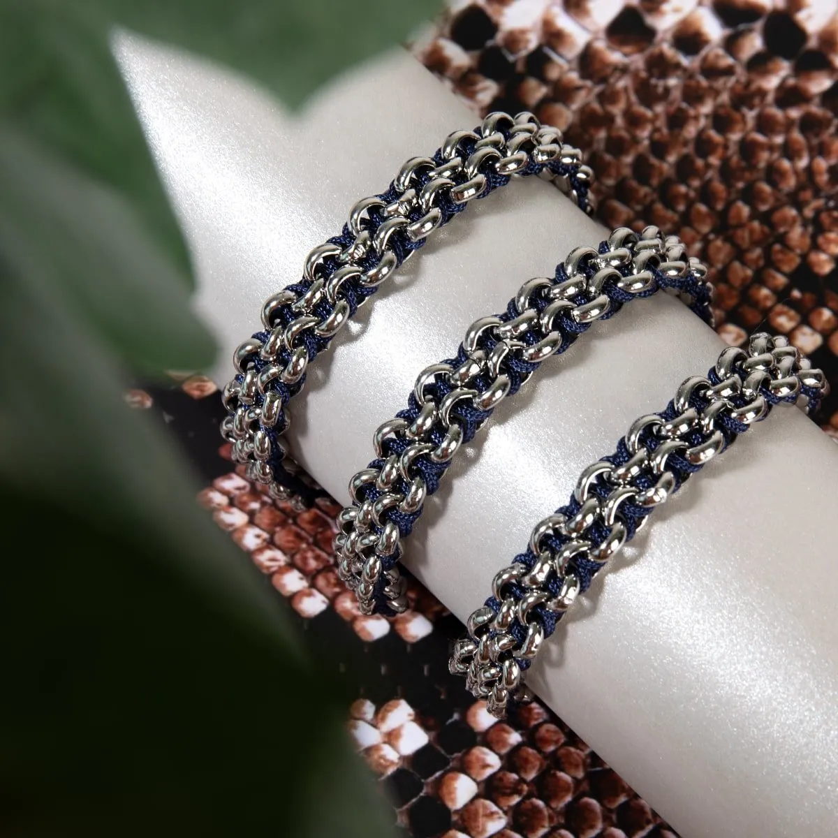 Sumatran Elephant Links | Mini Kismet Bracelet | Blue x Silver