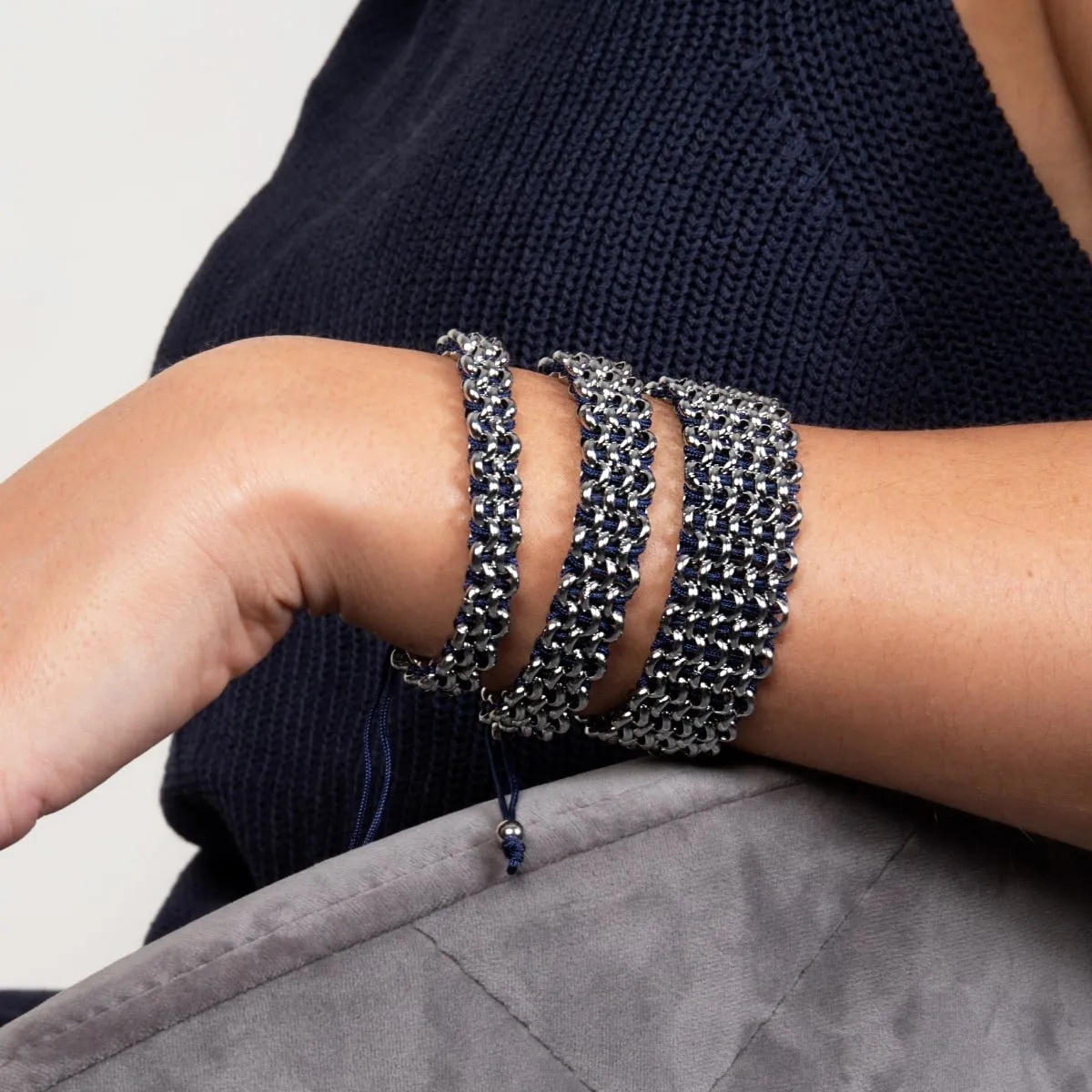 Sumatran Elephant Links | Mini Kismet Bracelet | Blue x Silver
