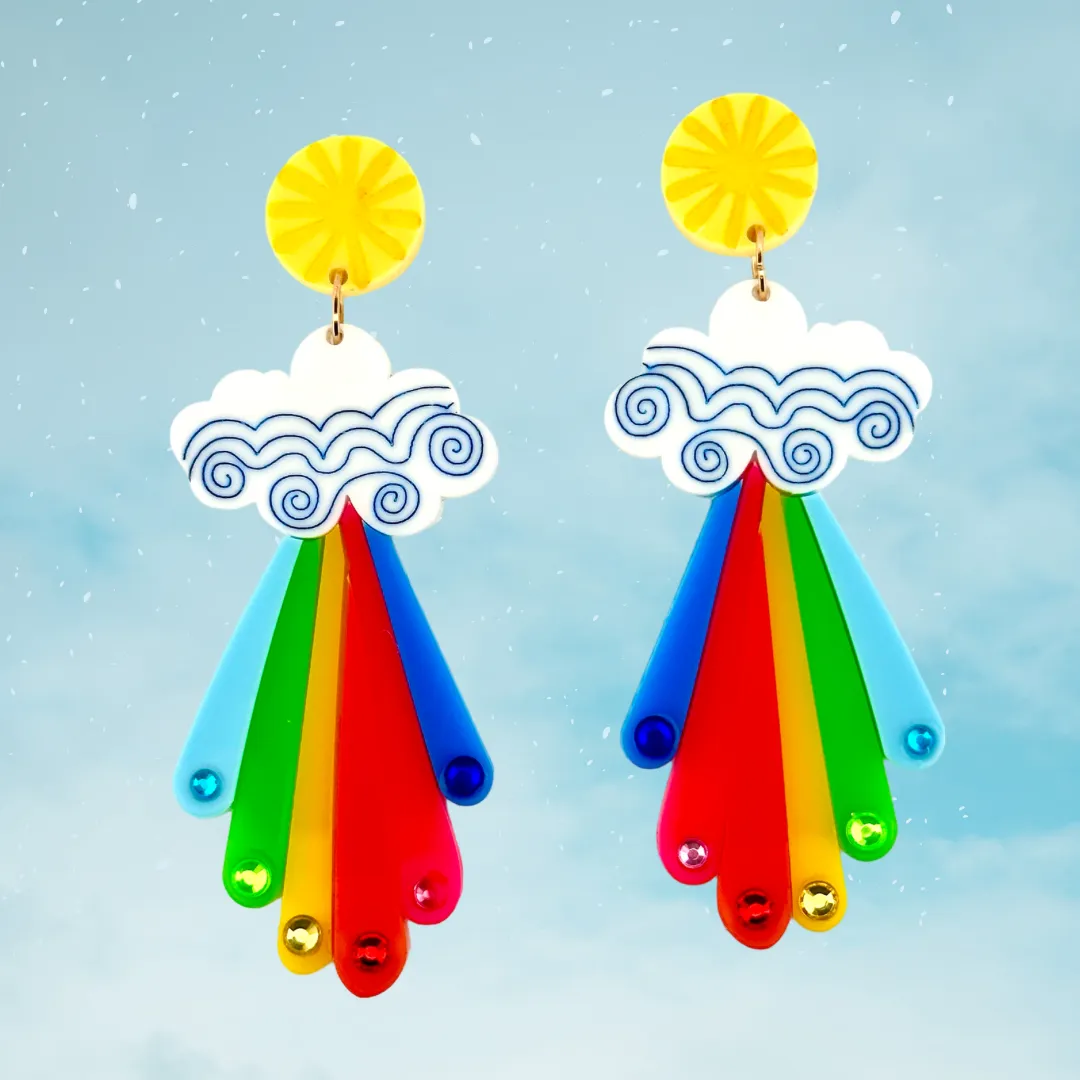 Sunburst Rainbow  ☀️ 🌈 - earrings - Set of 2