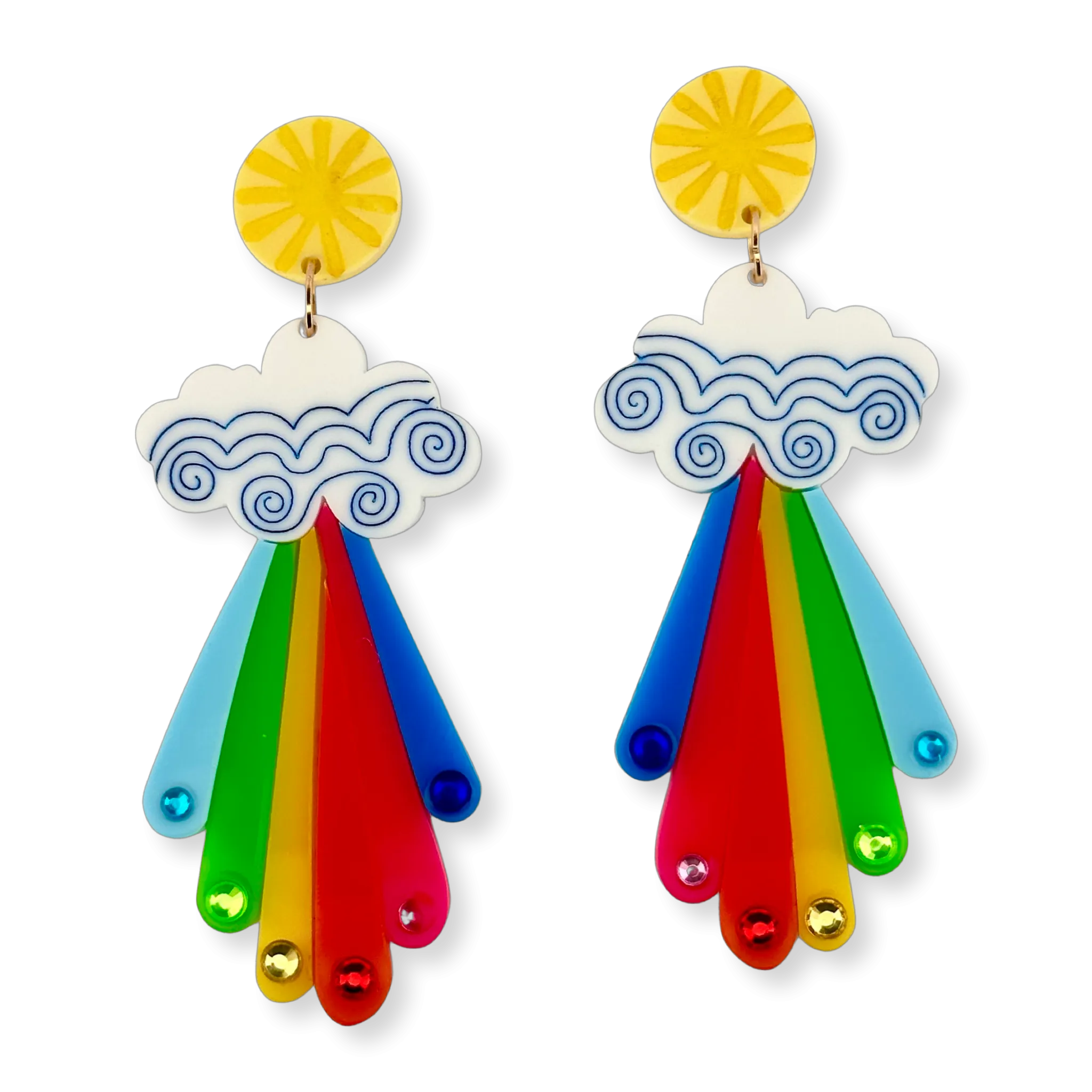 Sunburst Rainbow  ☀️ 🌈 - earrings - Set of 2
