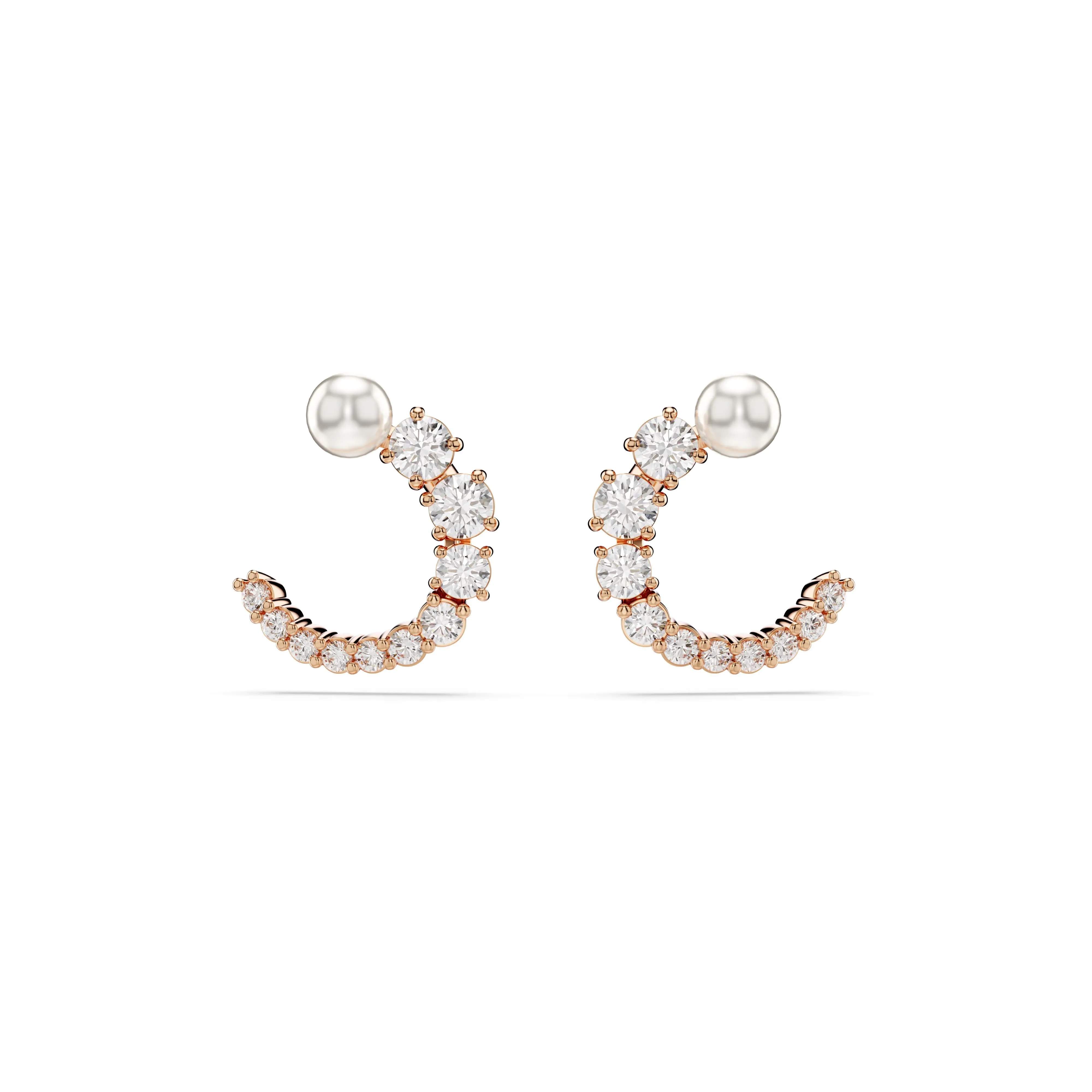 Swarovski Rose Gold Tone Matrix Pearl Hoop Earrings