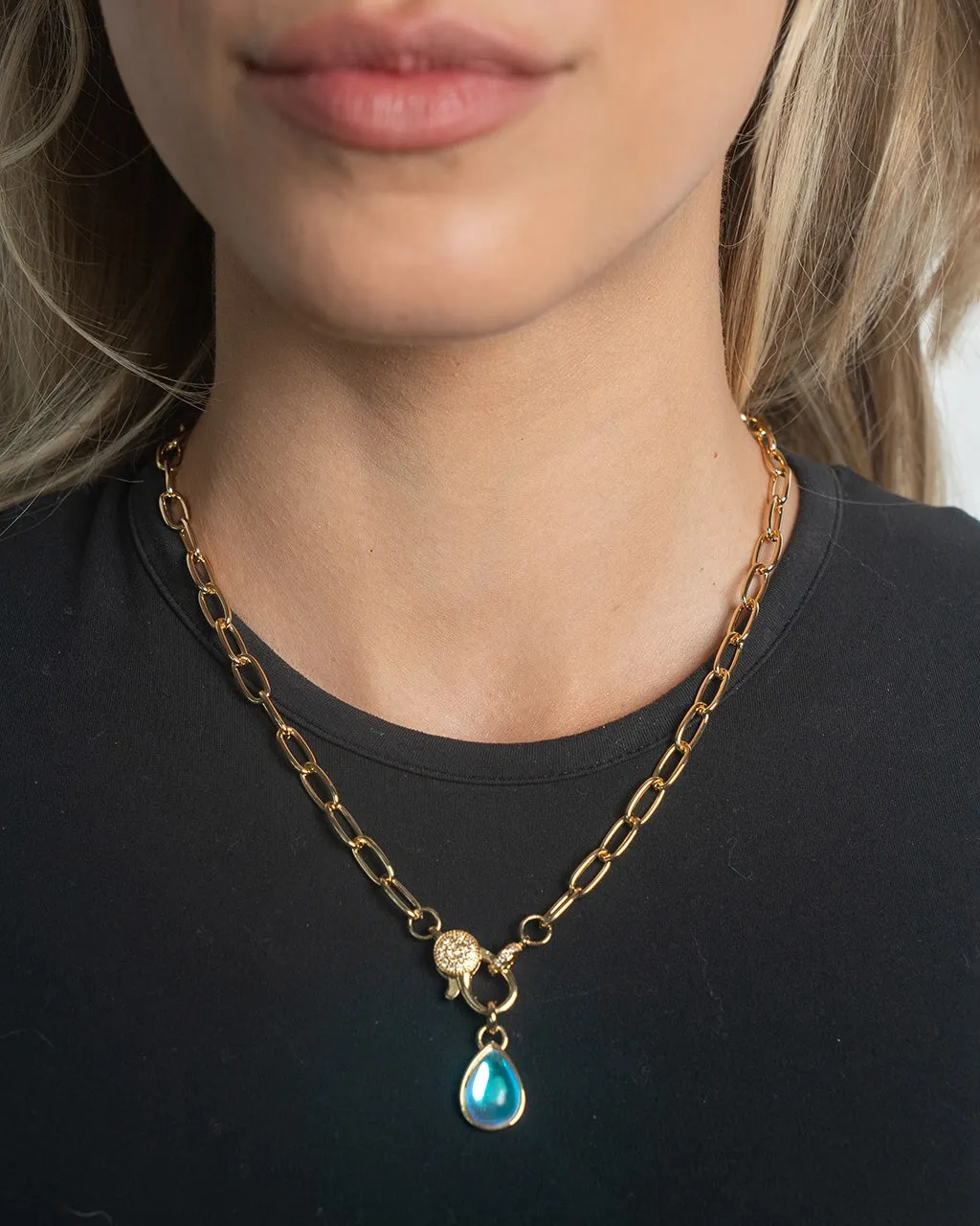 Tay Moonstone Charm & Chain Necklace