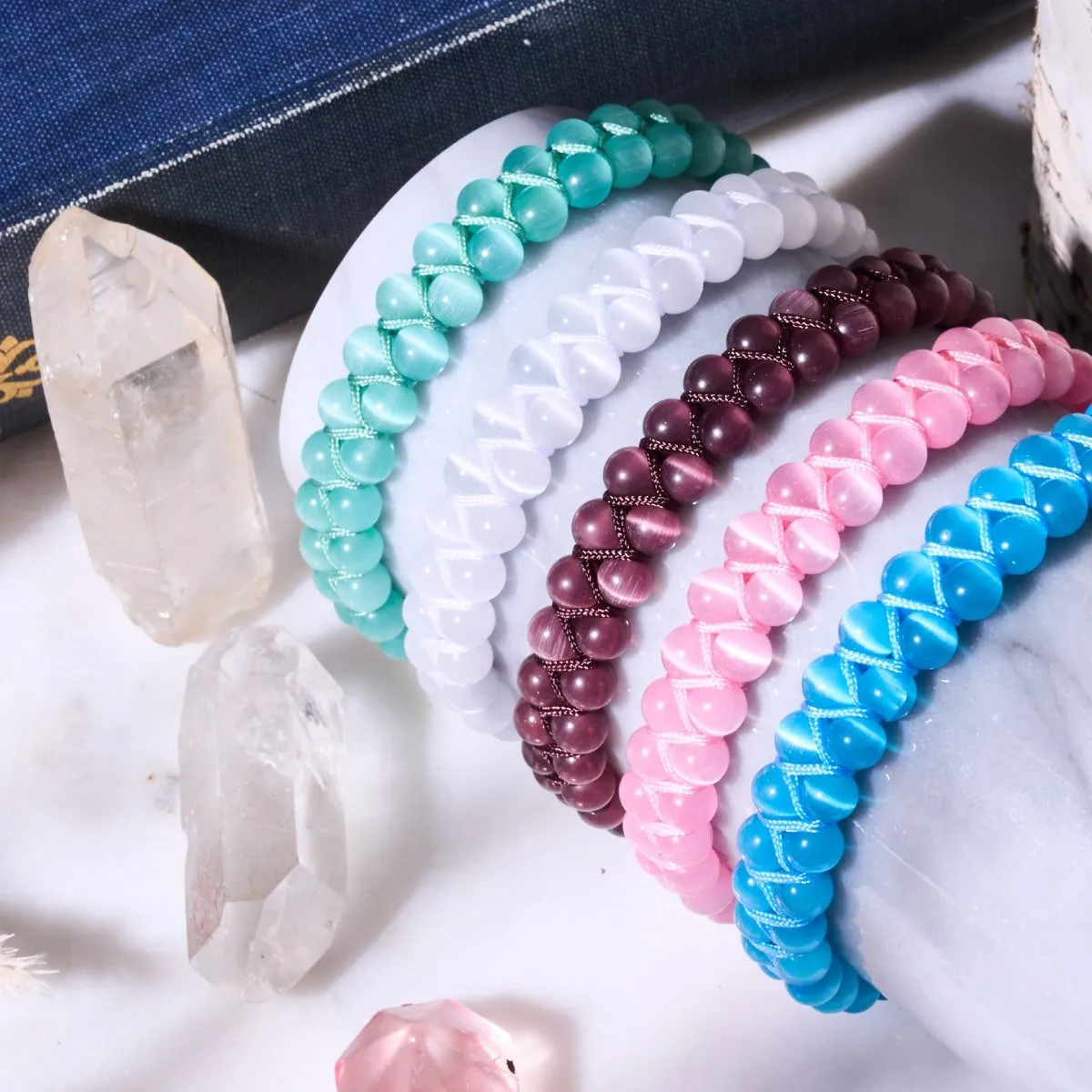 Teal | Silver | Cheshire Glass Double Macrame Bracelet