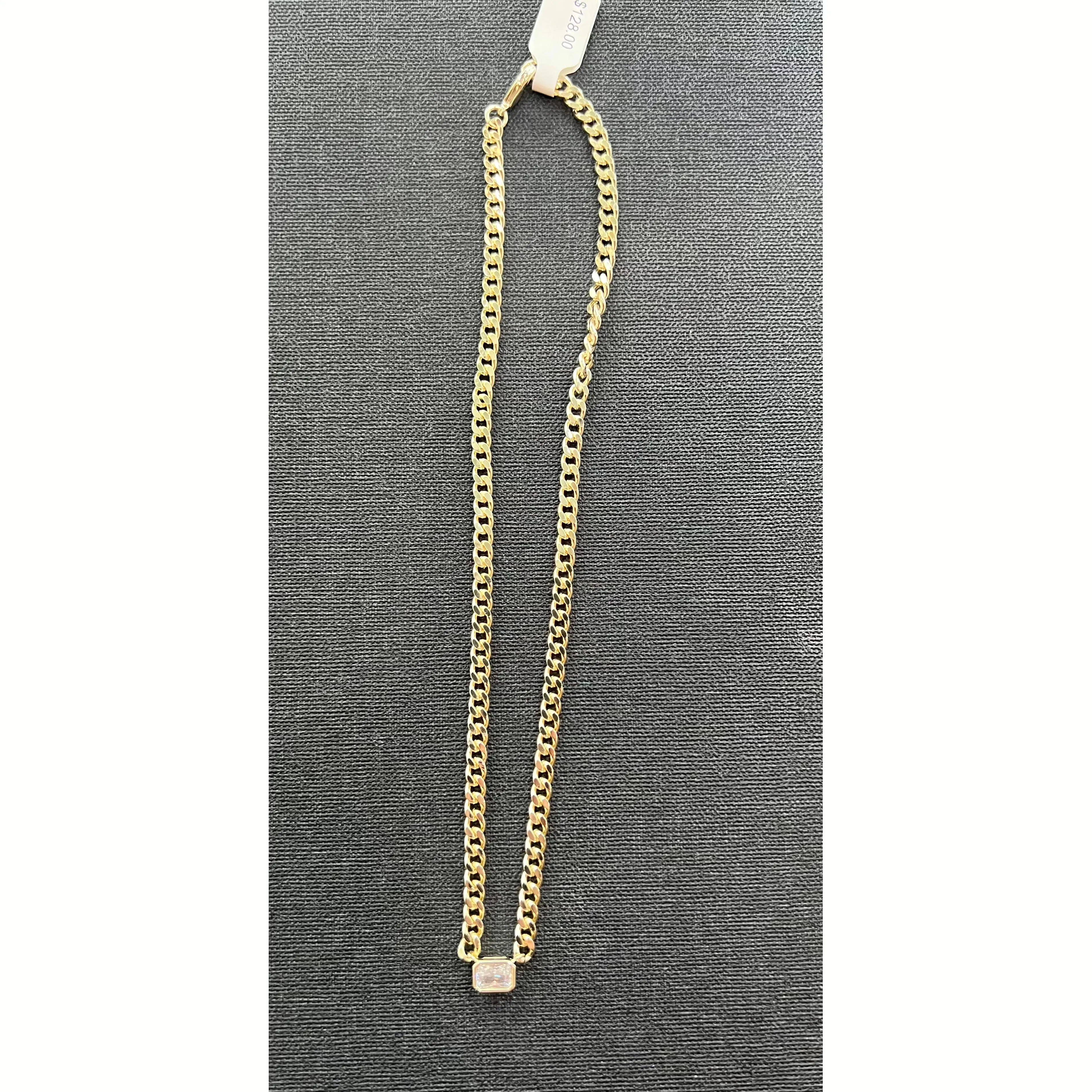 THIN CUBAN LINK EMERALD NECKLACE