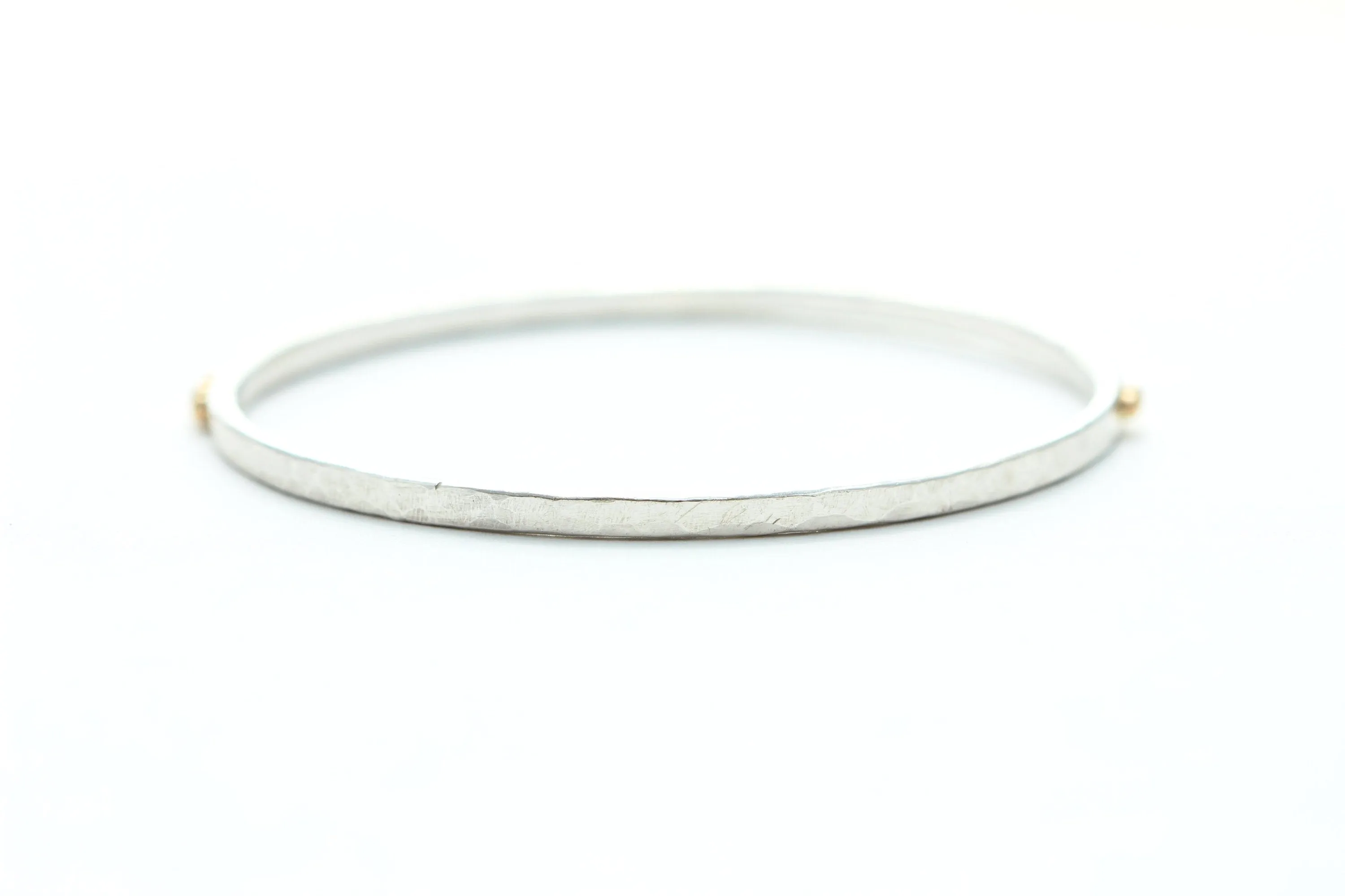 Thin Hammered Bracelet with 5 gold balls
