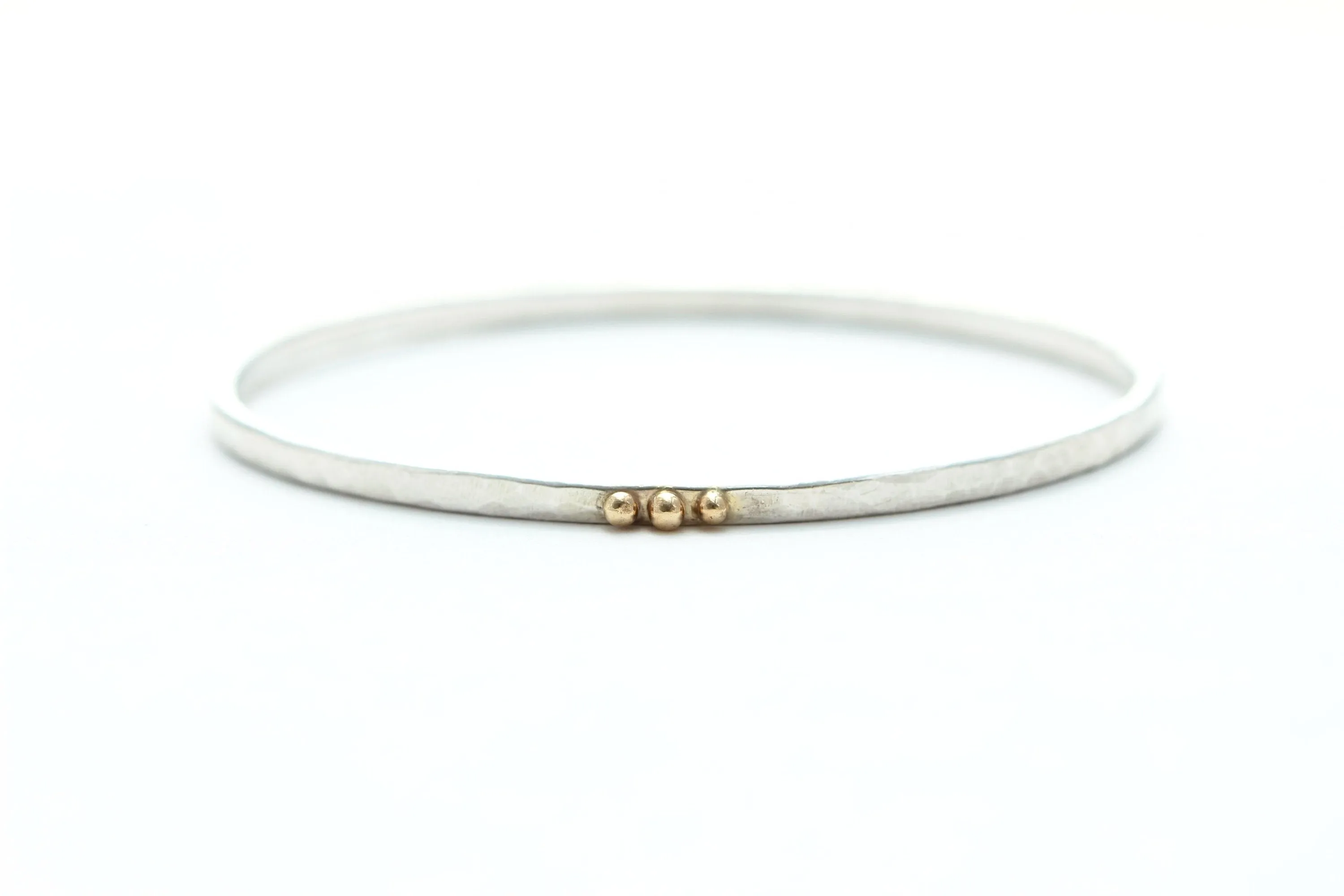 Thin Hammered Bracelet with 5 gold balls