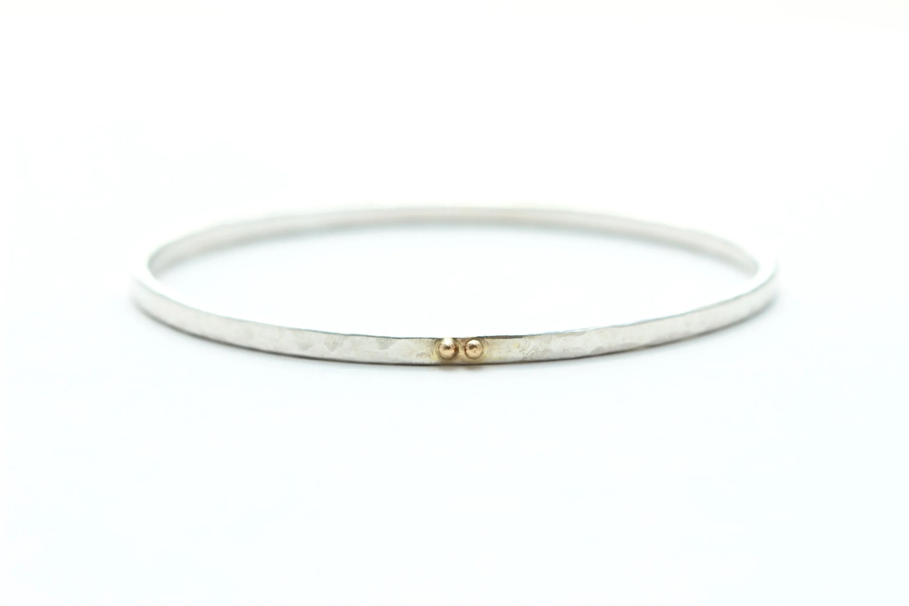 Thin Hammered Bracelet with 5 gold balls